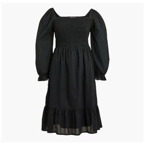 J Crew Black Swiss Dot Long Sleeve Tiered Dress Sz XS Dark Cottagecore Romantic